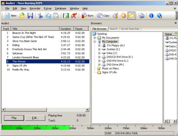 arranging wav files in Nero