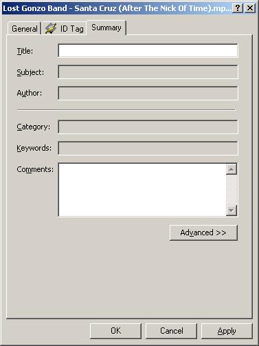 mp3 file properties - tagging