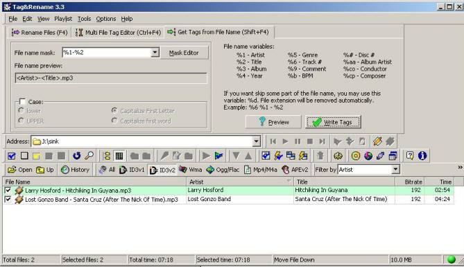 mp3 files all tagged