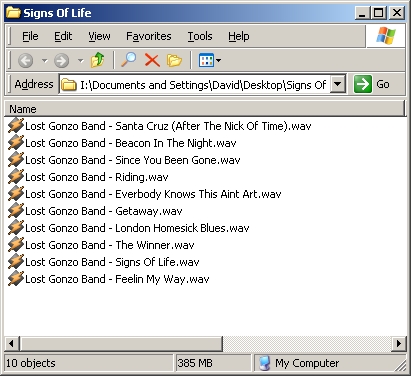 Wav files all in a row