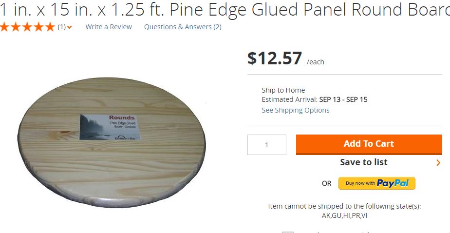 20" Pine table top.